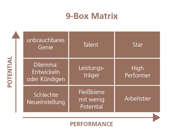 9-Box-Matrix zwischen Potential und Performance